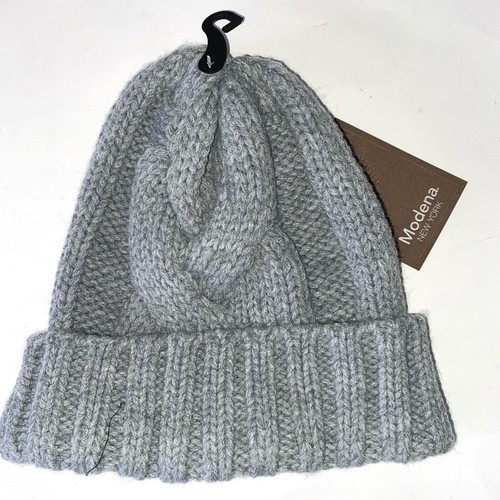 Nuevo con etiquetas Gorro Modena New York Gris Tejido con Cable Talla Única - Imagen 2 de 4