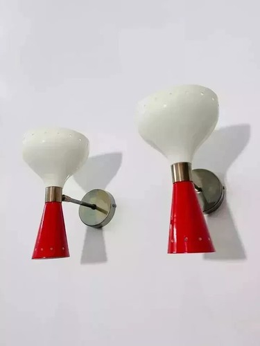 Pair Italian Brass Wall Sconce Reading Lamp Light Stilnovo Mid century Light - Picture 2 of 4