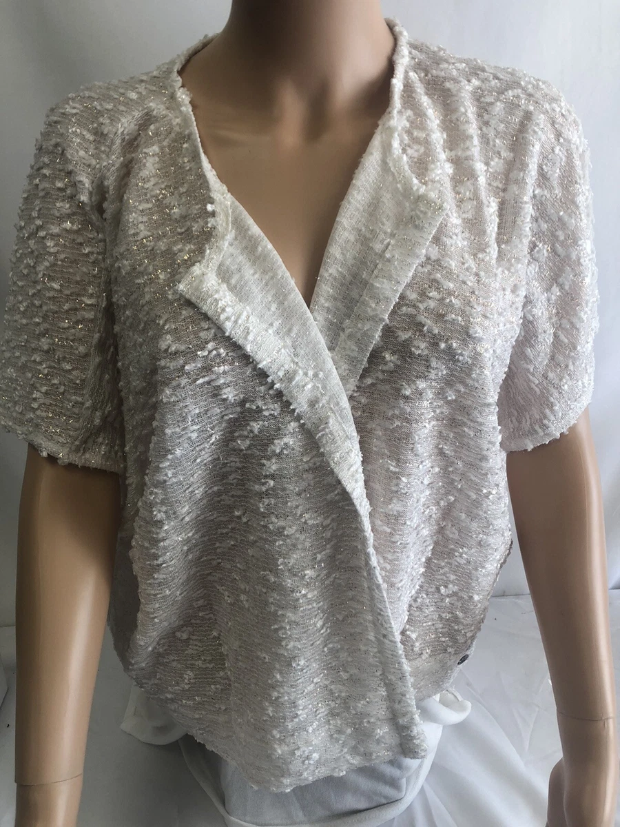 TUNIQUE HAUT FEMME TAILLE 42 ECRU FEUILLES ROSE DAMART