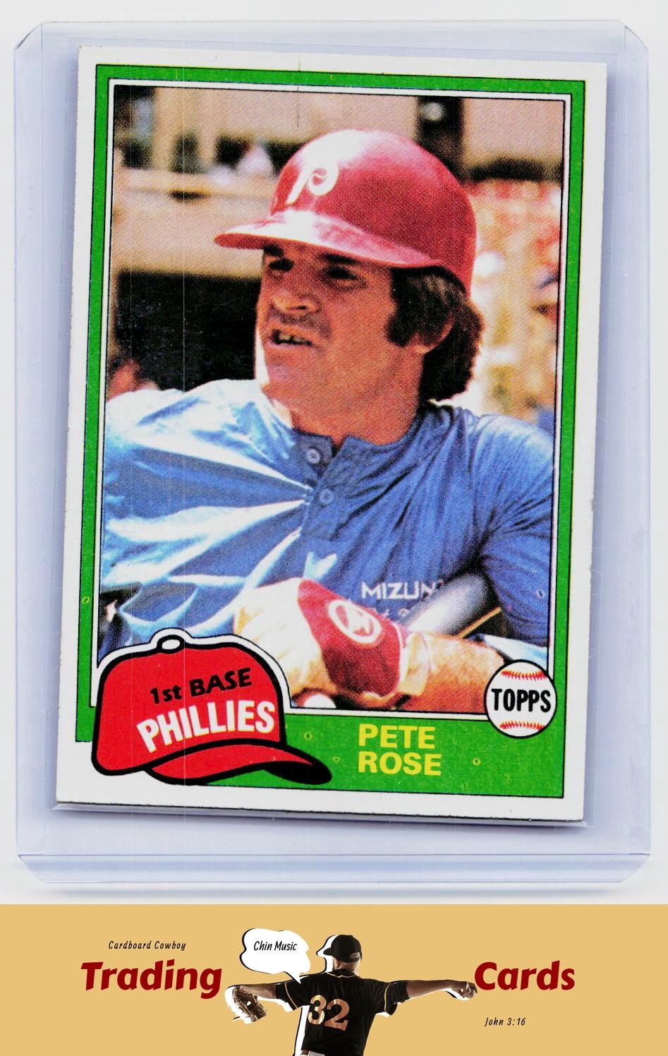 Red Roses Boder 1981 Topps #180 Pete Rose Philadelphia Phillies Baseball Card EX Wax ...