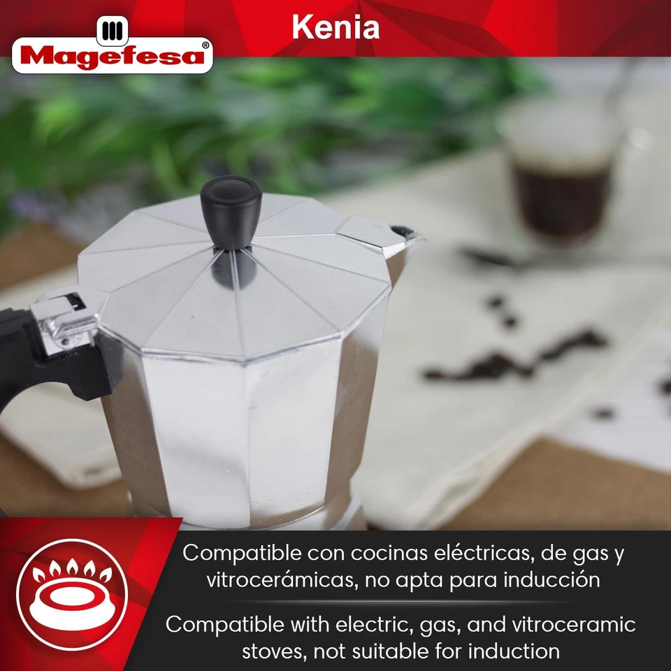 Kenia Estufa Espresso Moka Pot 9 Tazas/15 OZ Cafetera Italiana para C... Foto 3 de 4