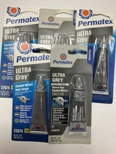 (5) Tubes - Permatex Ultra Grey Rigid High-Torque RTV Silicone Gasket Maker .5oz