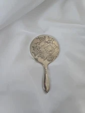 Vintage Sterling 950 Silver Small Hand Held Mirror 4.5"x2.5" 