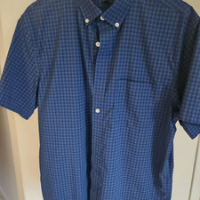 Banana Republic Tech Stretch Cotton Blue Check Button-Down Shirt L