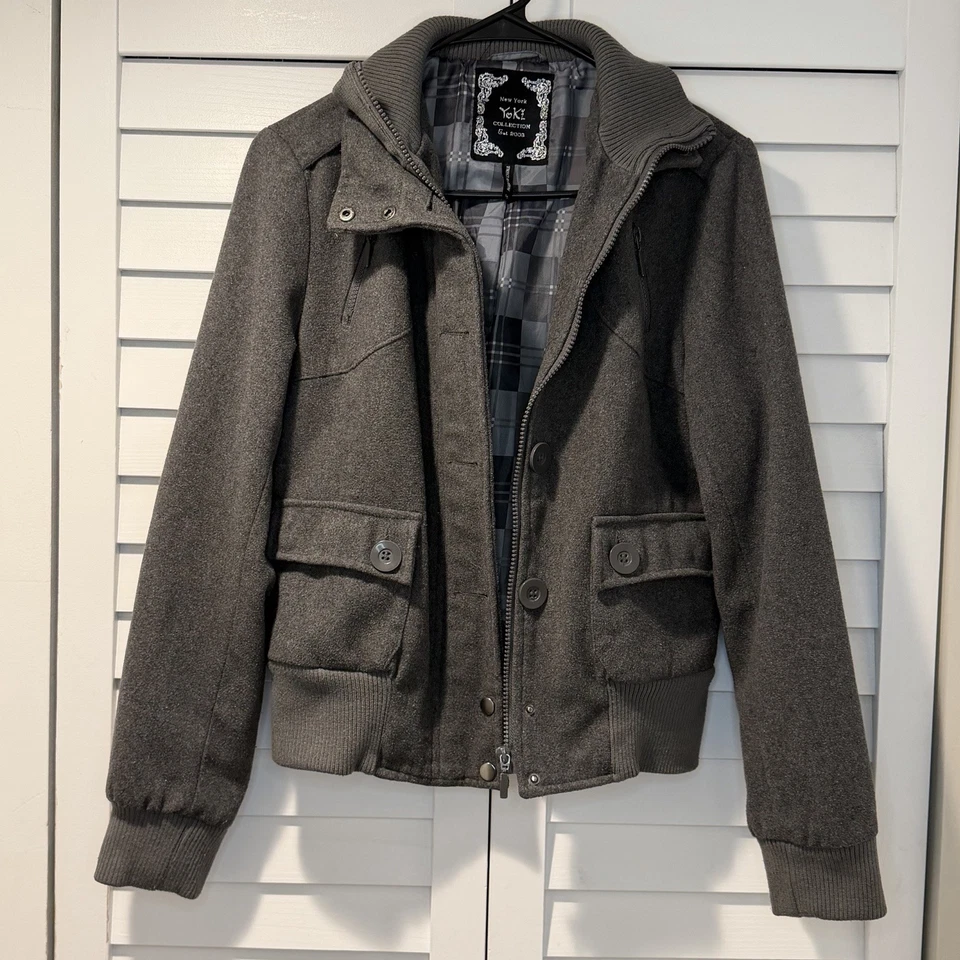Chaqueta Bomber Mujer Yoki Collection Gris Mezcla Lana M Foto 2 de 4