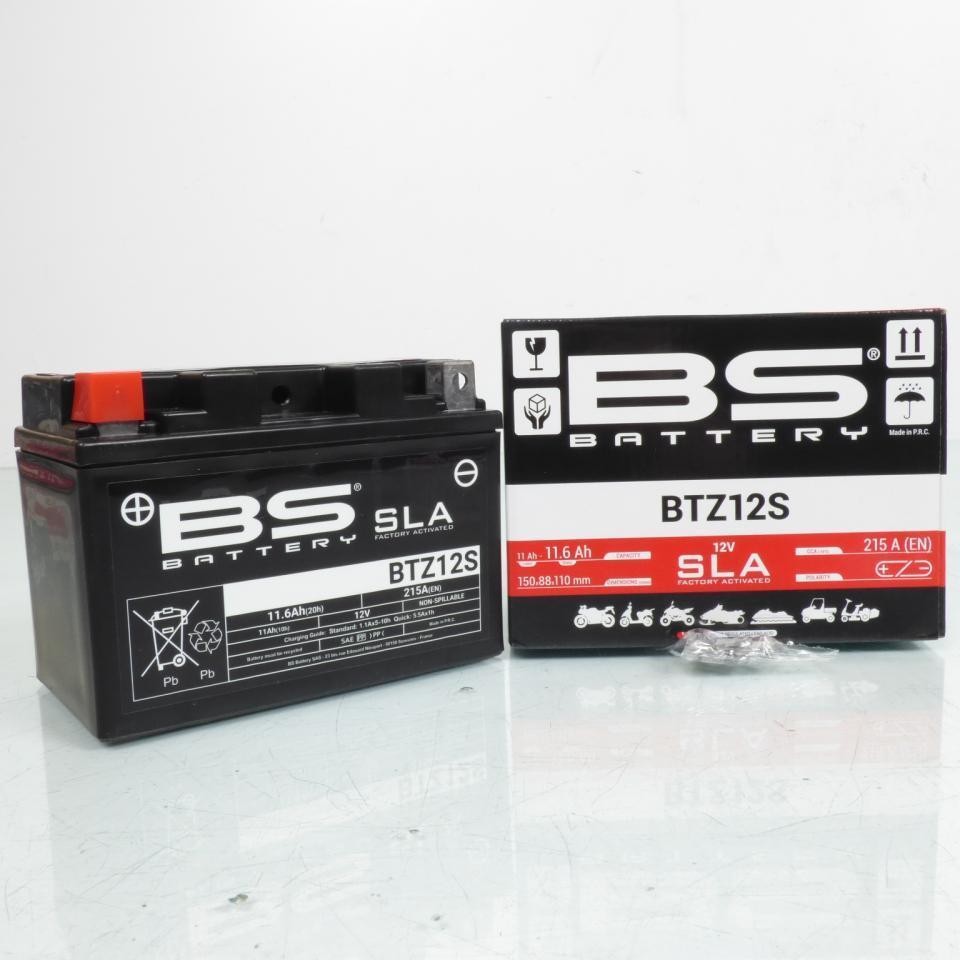 Batterie moto YTZ12S BS Battery 12V 11.6Ah pour remplacer le démarrage faible sur Honda