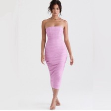 NWT House of CB Tana Pink Strapless Corset Midi Dress Sz XS $255 US seller