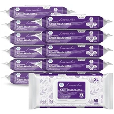 Med Pride Washcloths 600 Ct 8x12 | Lavender Scent Premoistened No-Rinse Wipes