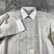 Vintage Oscar de la Renta Dress Shirt Mens 17 XL Check White Collar Business New