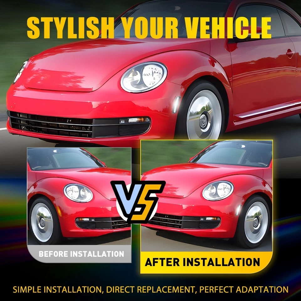 Дымчатые светодиодные передние боковые габаритные огни для Volkswagen Beetle Tiguan 12–23 годов выпуска 2–20x - Изображение 3 из 4