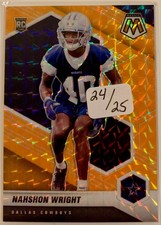 2021 Mosaic Nahshon Wright Prizm #349 Orange Fluorescent /25 Cowboys