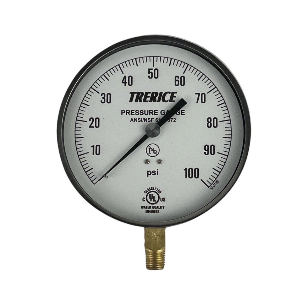 Trerice 600CB4502LA100 600CB Commercial Contractor Pressure Gauge 0 to 100 psi