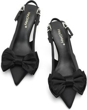 Women's Bow Slingback Pumps Women Dressy Comfortable Kitten Heels with...