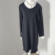 Simply Vera Vera Wang Sweater Dress Womens XL Gray Collared Layered Knit