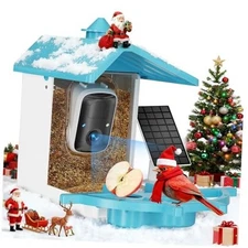Smart Bird Feeder with Camera, Solar Powered WiFi WildBird Watching Camera Blue