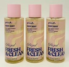 3 VICTORIA'S SECRET PINK GLAZED FRESH CLEAN SCENTED BODY MIST SPRAY FRAGRANCE