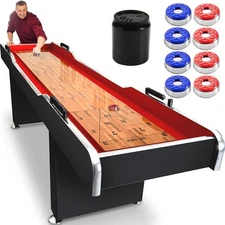 SereneLife 9 ft. Platinum Shuffleboard Table with Poly-coated Playing Surface