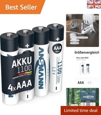 4 Pack 1100 mAh High Capacity AAA Rechargeable Batteries - Ideal for Electronics 5.24 per battery