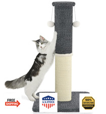 Made4Pets Tall Cat Scratching Post: Heavy Duty Sisal Scratcher w/ Hanging Balls