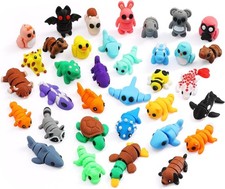 35 Pcs Mini 3D Printed Animal Figurines, Flexible Articulated Fidget Wigglitz To