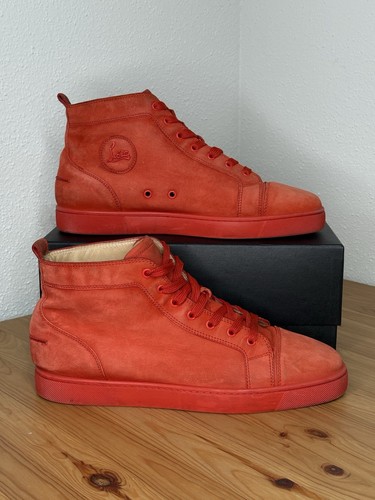 Christian Louboutin Red Suede Louis High Top Sneakers EU 46 - Picture 4 of 10