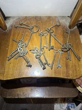 Antique Skeleton Key Lot | Vintage Iron Door Trunk Keys | Steampunk Decor