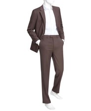 Nautica Men's Brown Solid Modern Gaff Jacket  Pants Suit Size 42R 36W-30L
