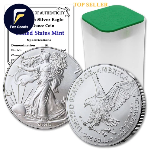 2025 Lot of (10) 1 Oz American Silver Eagle Coins Brilliant Uncirculated NEW US