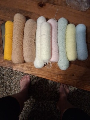 Lot Various Colored Mohair Fine Yarn 6.28oz -9 Skeins