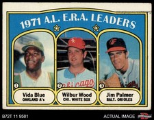 1972 Topps #92 Vida Blue AL ERA Leaders 4 - VG/EX