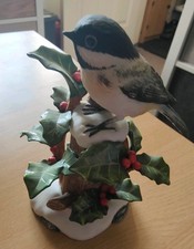 Black Capped Chickadee Porcelain Sculpture - 1991 Franklin RSPB Limited Edition