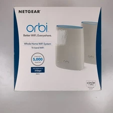 Netgear Orbi AC3000 Tri-Band Wireless Router - White Pack of 2 (RBR50/RBS50)