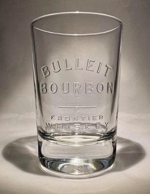 24 ORIGINAL OVAL BULLEIT BOURBON FRONTIER WHISKEY GLASSES  NOS EMBOSSED-WEIGHTED