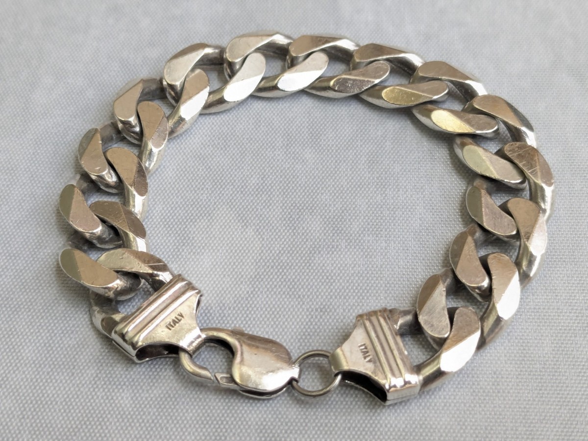 Vintage Sterling Silver Cuban Bracelet 8.5