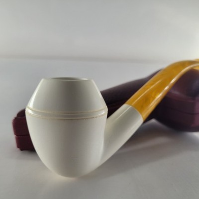 Smooth bulldog meerschaum pipe handcarved by CPW Meerschaum Pipes #33