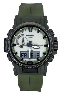 Casio Pro Trek Analog Digital Resin Strap White Dial Solar PRW-61LD-3 Mens Watch