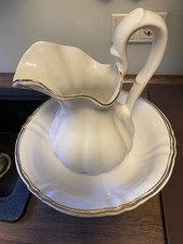 Alte Waschschüssel mit Krug Von Delfts Art