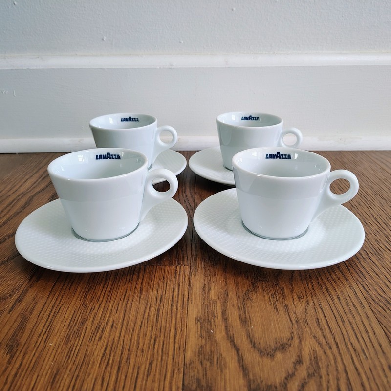 NEW 8p CAFFE LavAzza MACCHIATO or CAPPUCCINO COFFEE CUPS SAUCERS RESTAURANT WARE
