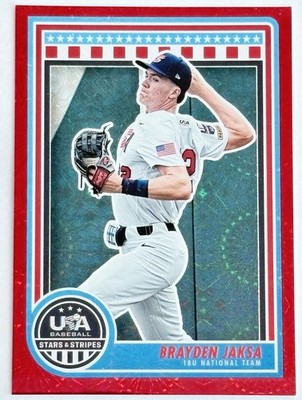 2025 Panini Stars and Stripes - Brayden Jaksa #49 Red Fireworks /225 (RC)