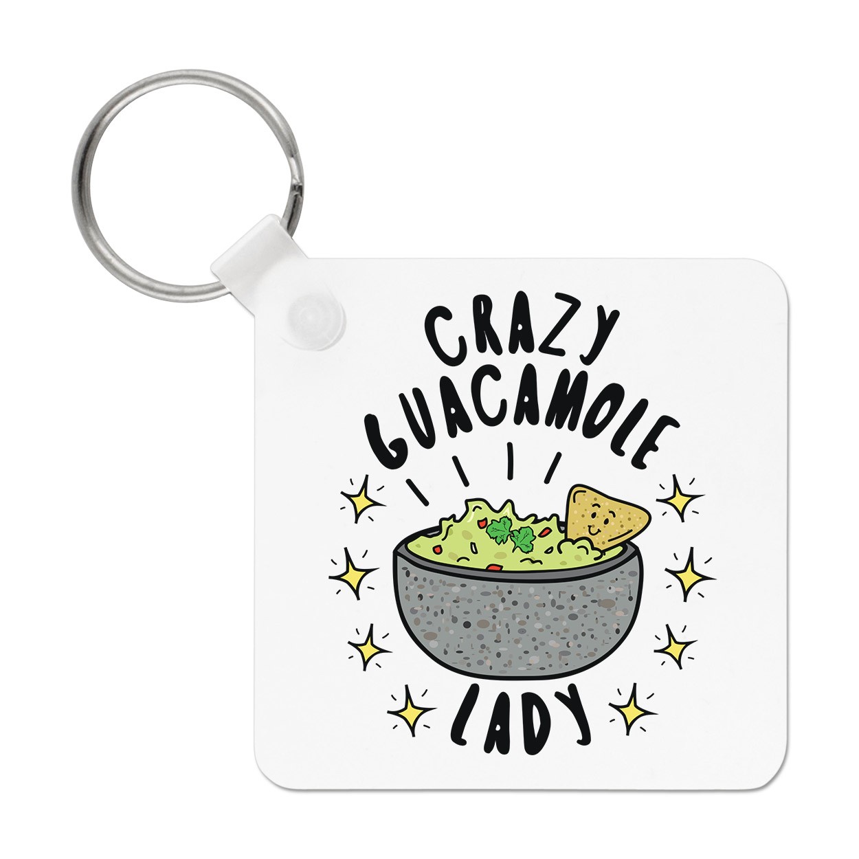 Crazy Guacamole Lady Stars Keyring Key Chain Mum Mothers Day Girlfriend Avocado