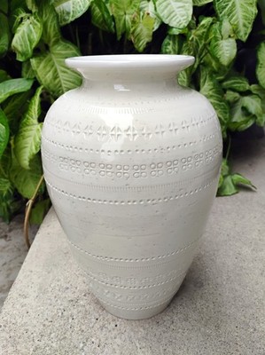 Vintage Aldo Londi Bitossi Rimini White Italy Vase Pier 1 Import Stamp 12 