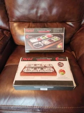 BRAND NEW Sealed Parini Stainless Steel Condiment Trays with Acacia Wood Caddy