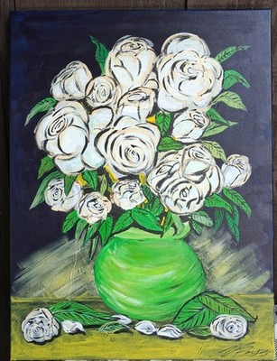 18 ×24 - Original Roses Painting by Local Ripley Artist Signed OOAK Acrylic
