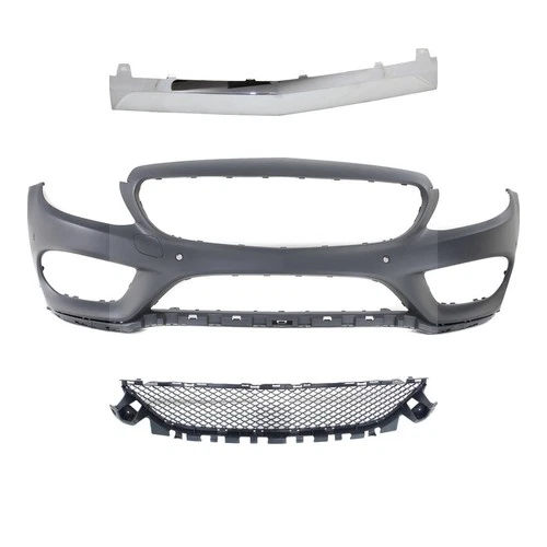 Front Bumper Cover + Grille + Trims For 2015-2018 Mercedes C300 C400