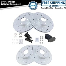 Front & Rear Posi Ceramic Brake Pads & Performance Drilled Slotted Rotor Kit