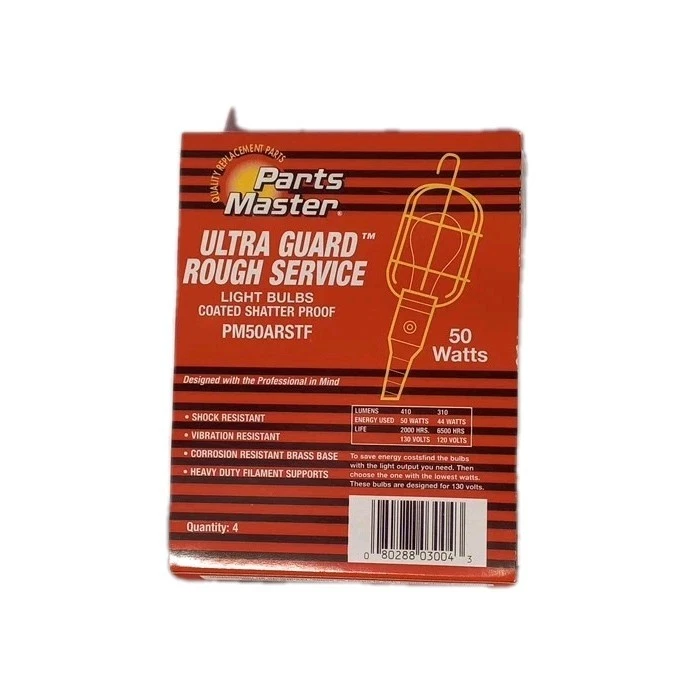 Parts Master 50 Watt Rough Service 4 Bulbs Coated Shatter Proof Ultra Frosted - Image 2 of 4