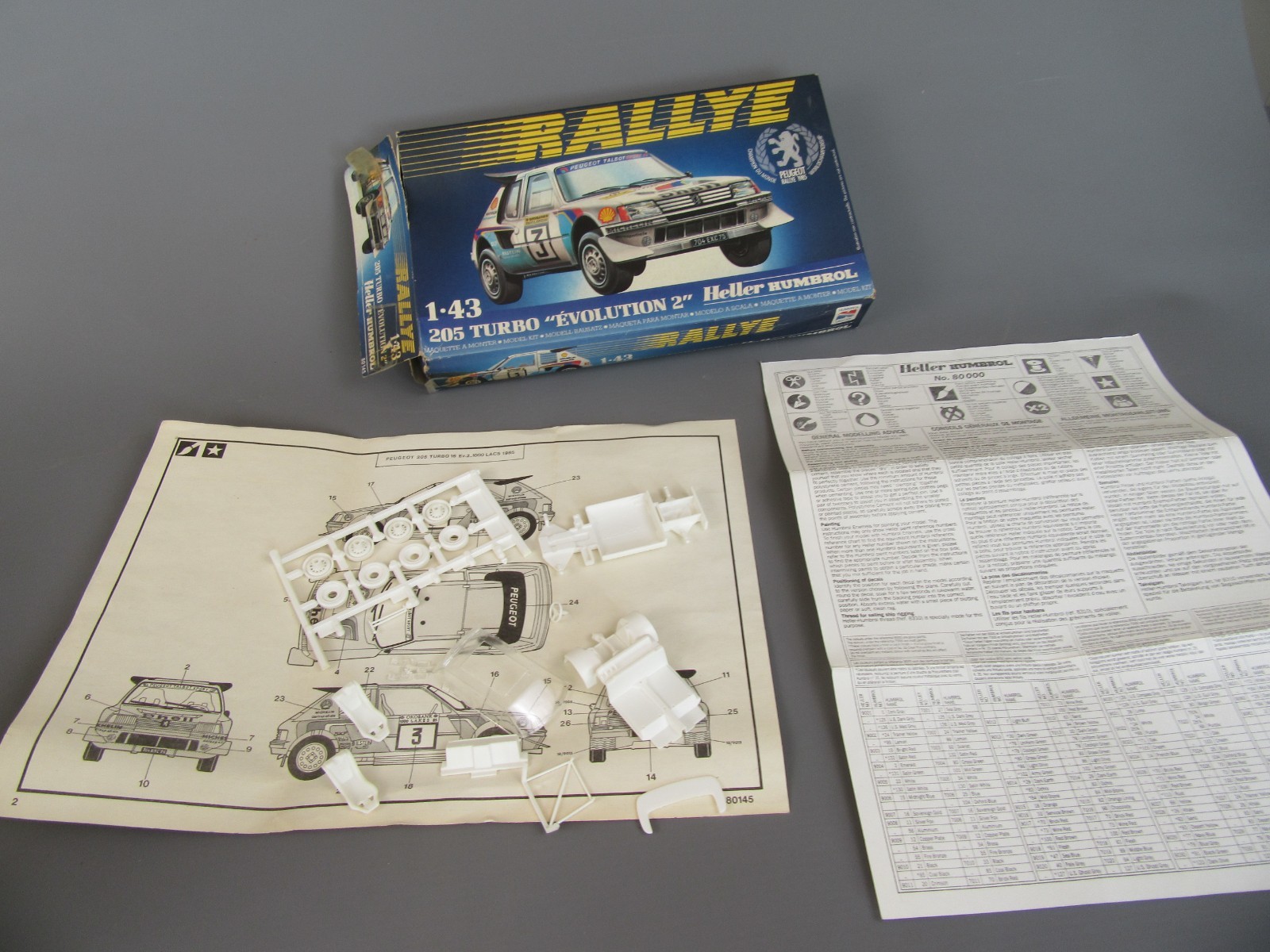 D455 Modello Heller Rif 80145 Peugeot 205 T16 EV2 Auto Da Rally 1/43 + Scatola