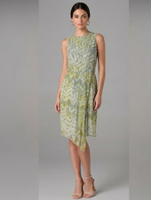 ULLA JOHNSON Sz. 4 Green Tie-Dye Knee Length Wrap Style Cotton Dress