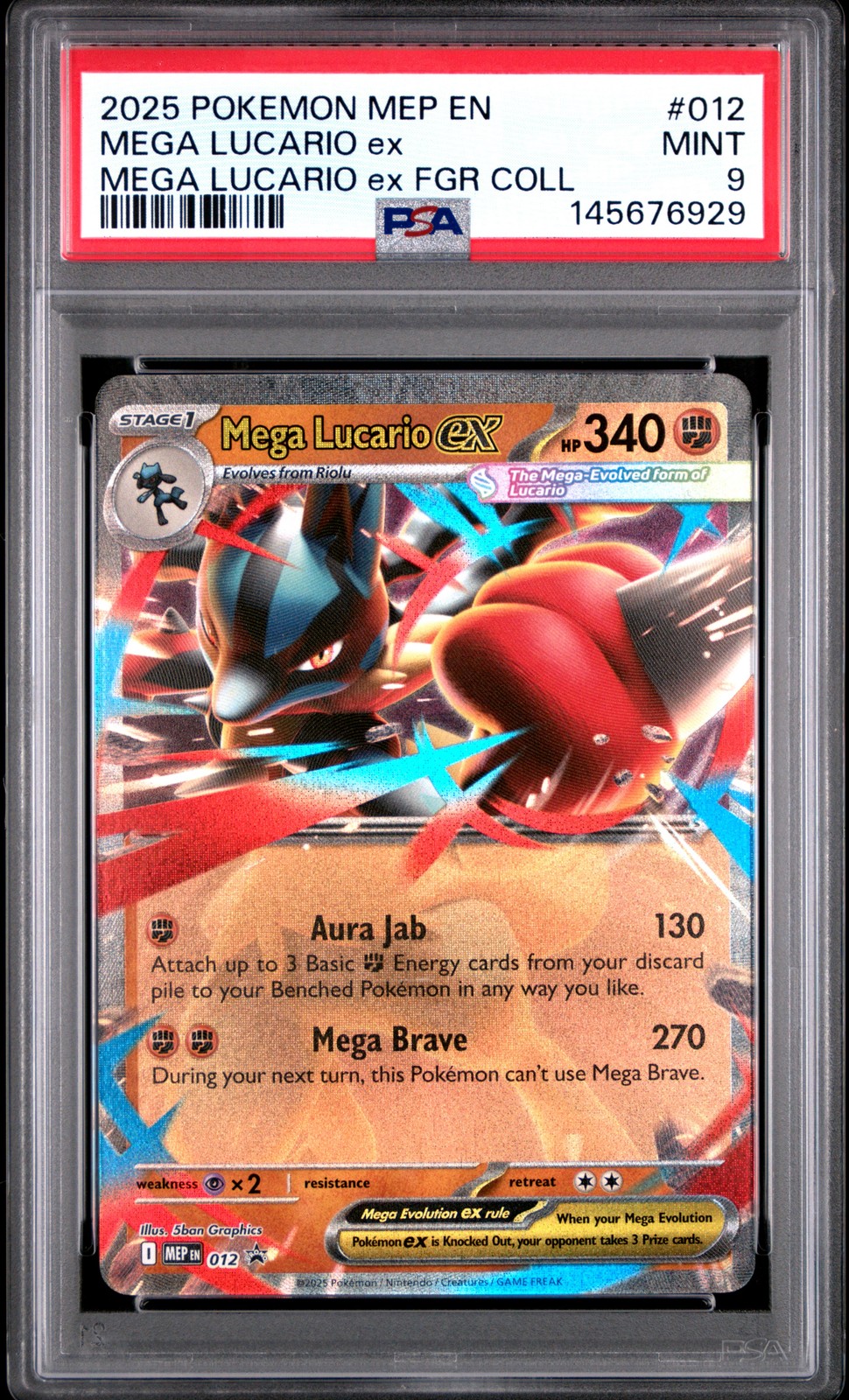 2025 POKEMON MEP EN-ME BLACK STAR PROMO #012 MEGA LUCARIO EX PSA 9