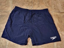 Men's Speedo Navy Blue Swim Trunks W/Mesh Lined Briefs Size M